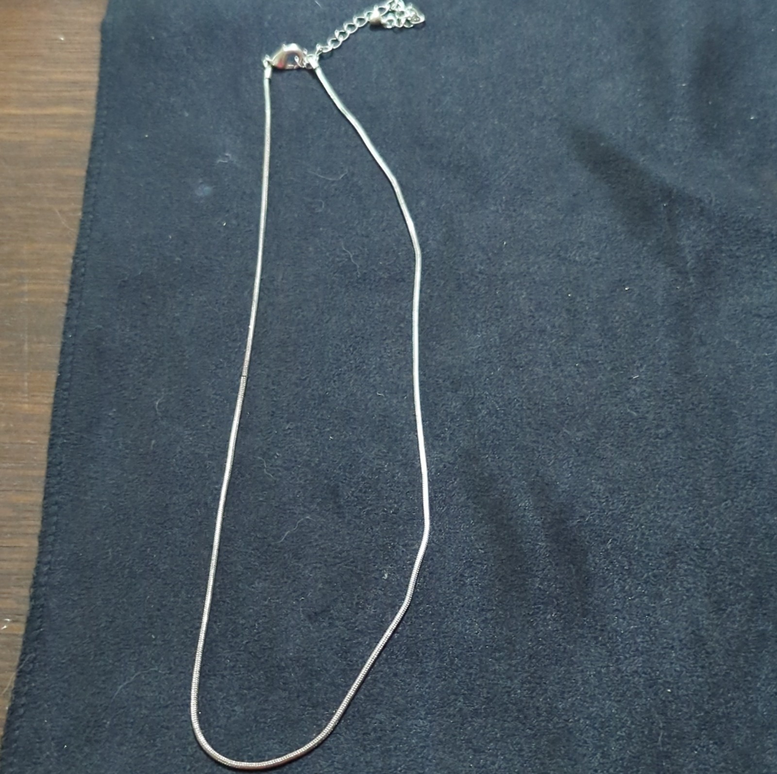 Silver Snake Chain Necklace with Lobster Clasp, No Stones, Undated Era