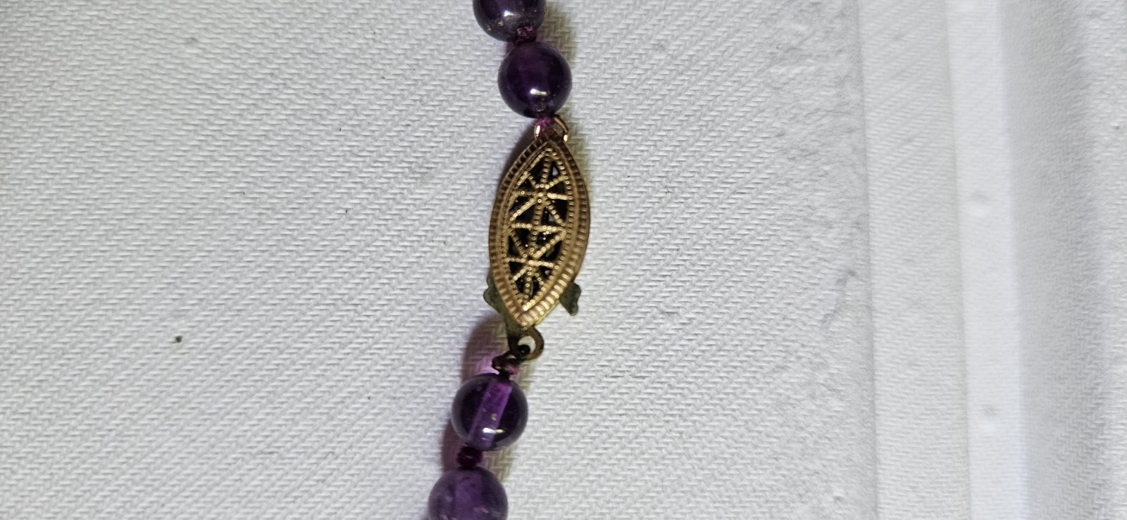 Vintage Amethyst Gemstone Beads with Oval Filagree Clasp 21″ Necklace