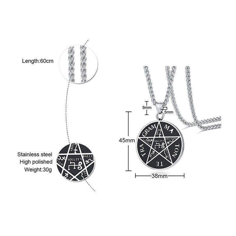 Pentagram of Solomon Pendant Tetragramel2aton Name of God Men Necklace Star Amul