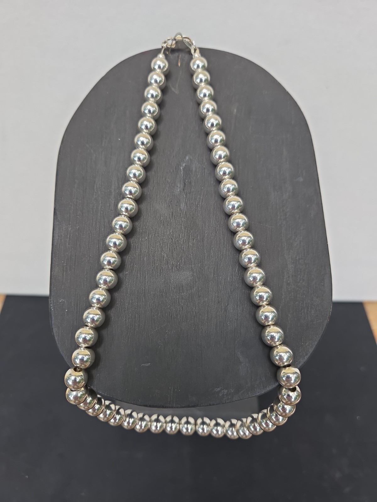 Vintage Sterling Silver Italian Bead Necklace 18 in -Lobster Clasp Excellent