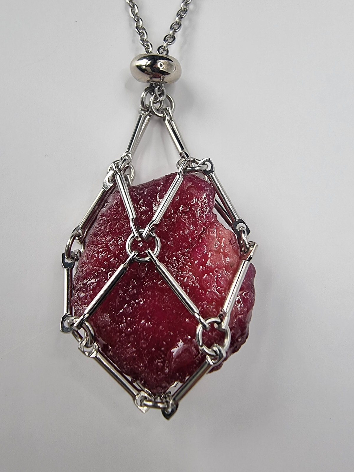 60ct Ruby (Glassfilled) Interchangeable Stainless Steel Pendant & Chain-Necklace