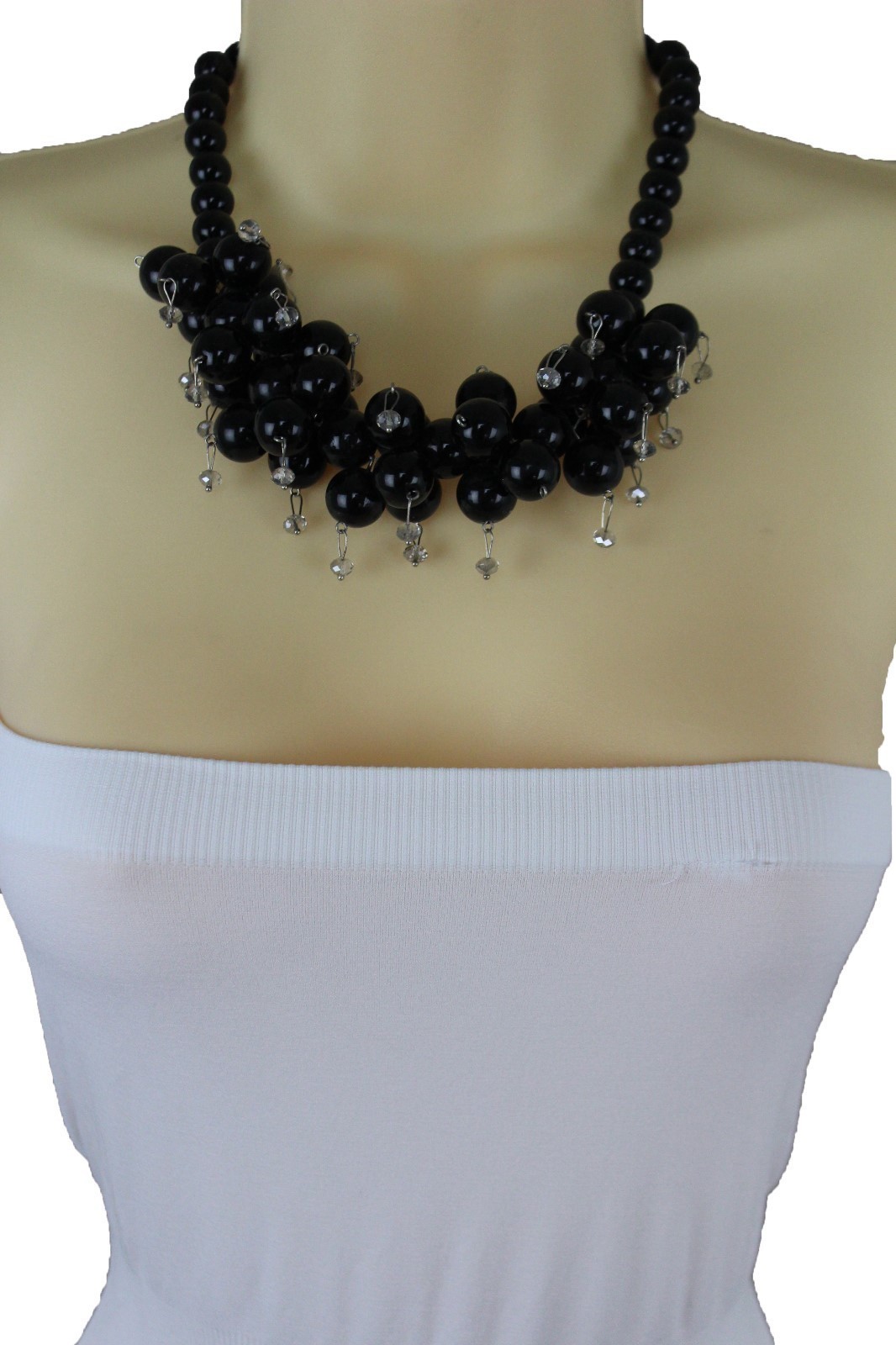 Women Fashion Gold Color Metal Chain Links Black Strap Choker Necklace Jewelry