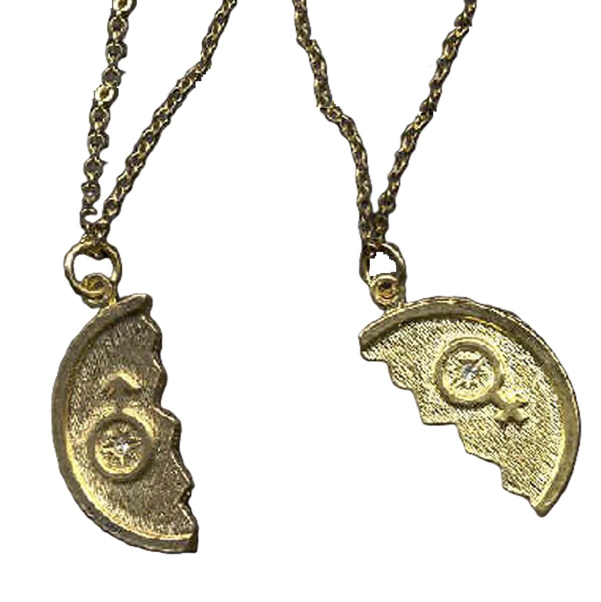RARE Vintage Retro LOVERS PENDANT NECKLACE SET Hippy Male Female Novelty Jewelry