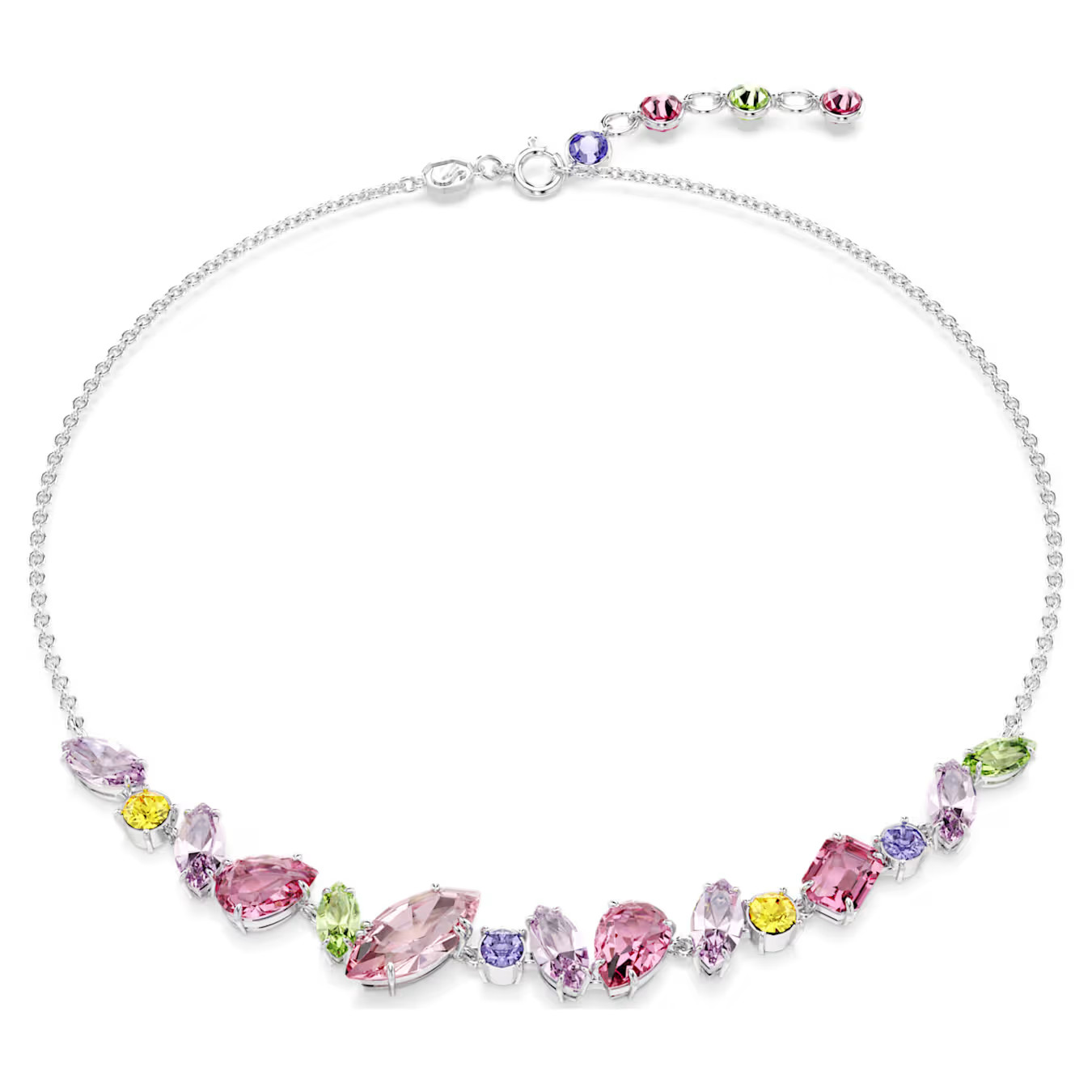 jewelry,Swarovski,Gema Necklace Mixed cuts, Multicolored, Rhodium-plated metal