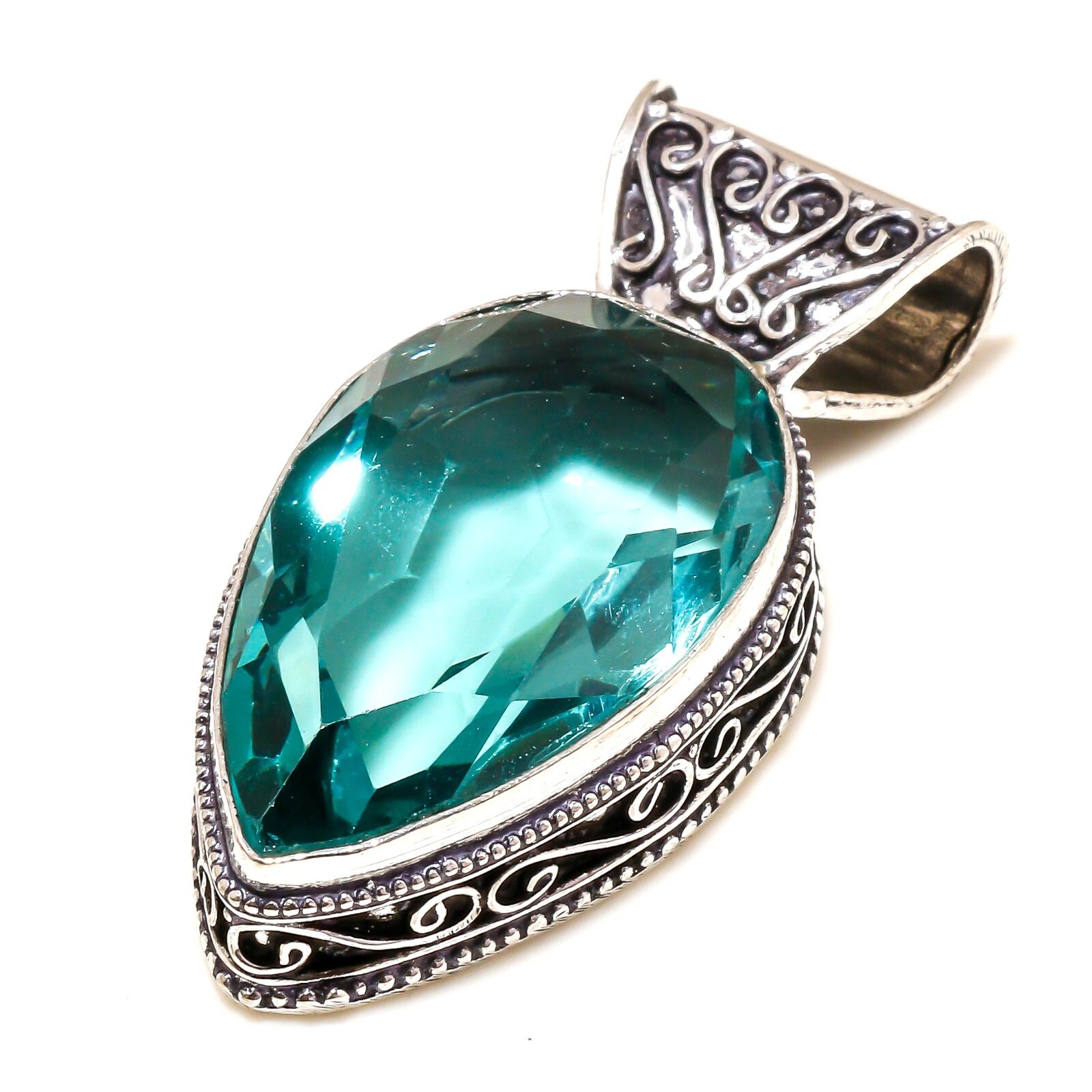 Green Apatite Gemstone 925 Silver Handmade Jewelry Pendant 2.0″