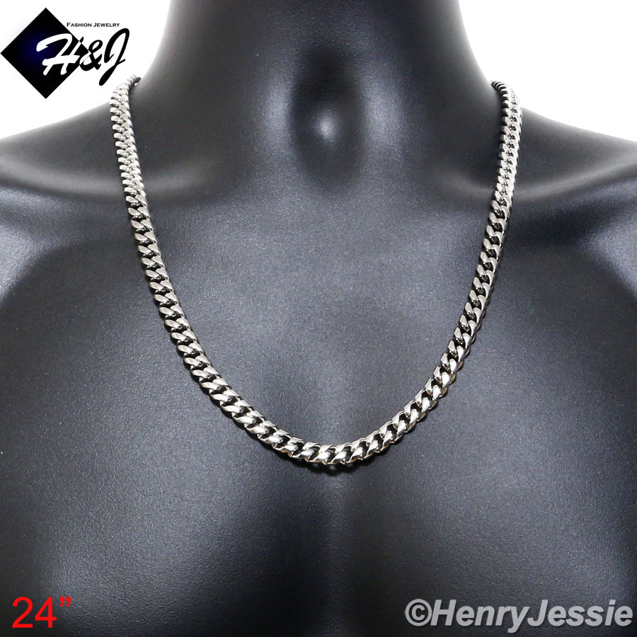 18-40″MEN Stainless Steel 7/10/12mm Silver/Gold Plated Miami Cuban Curb Necklace