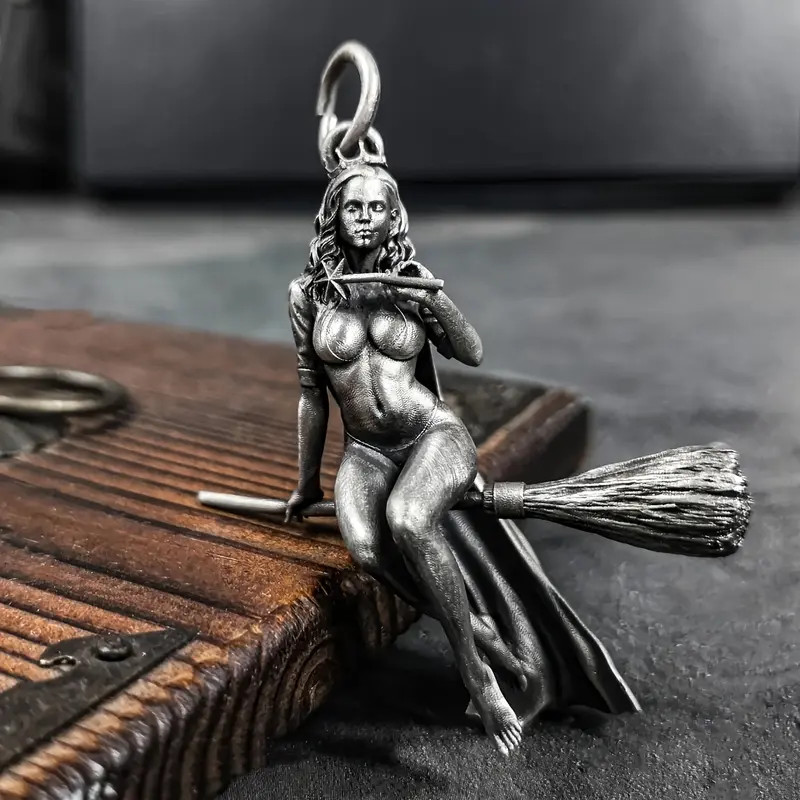 Broom Witch Necklace Jewelry Vintage-Silvery Magic Sexy Pendant
