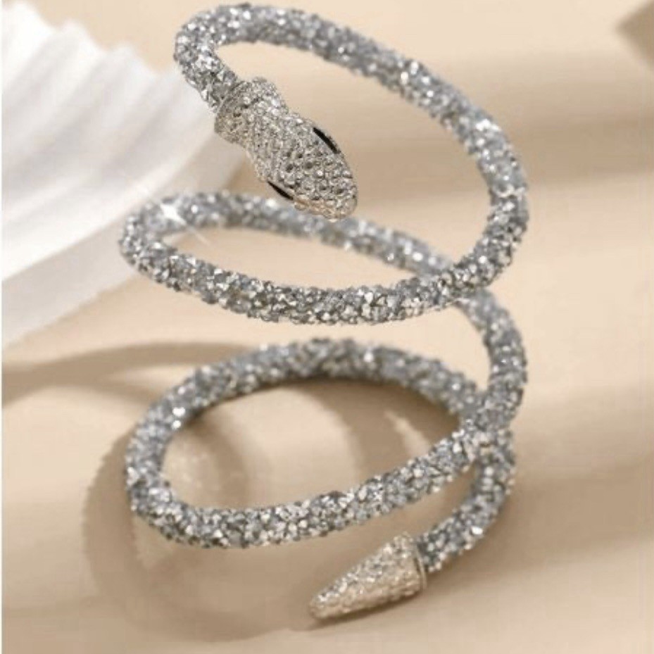Sparkling Snake Necklace Bendable Silver Bling Statement Open Choker NEW S1 ￼
