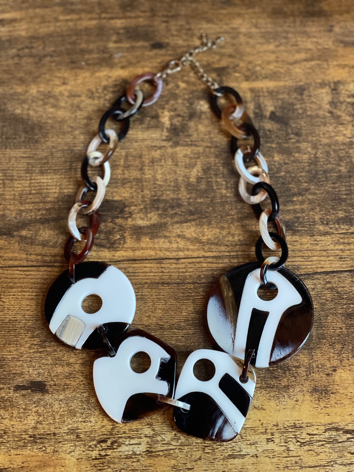 Vintage 60s Mod Chunky Statement Necklace Tortoiseshell Acrylic Geometric Runway