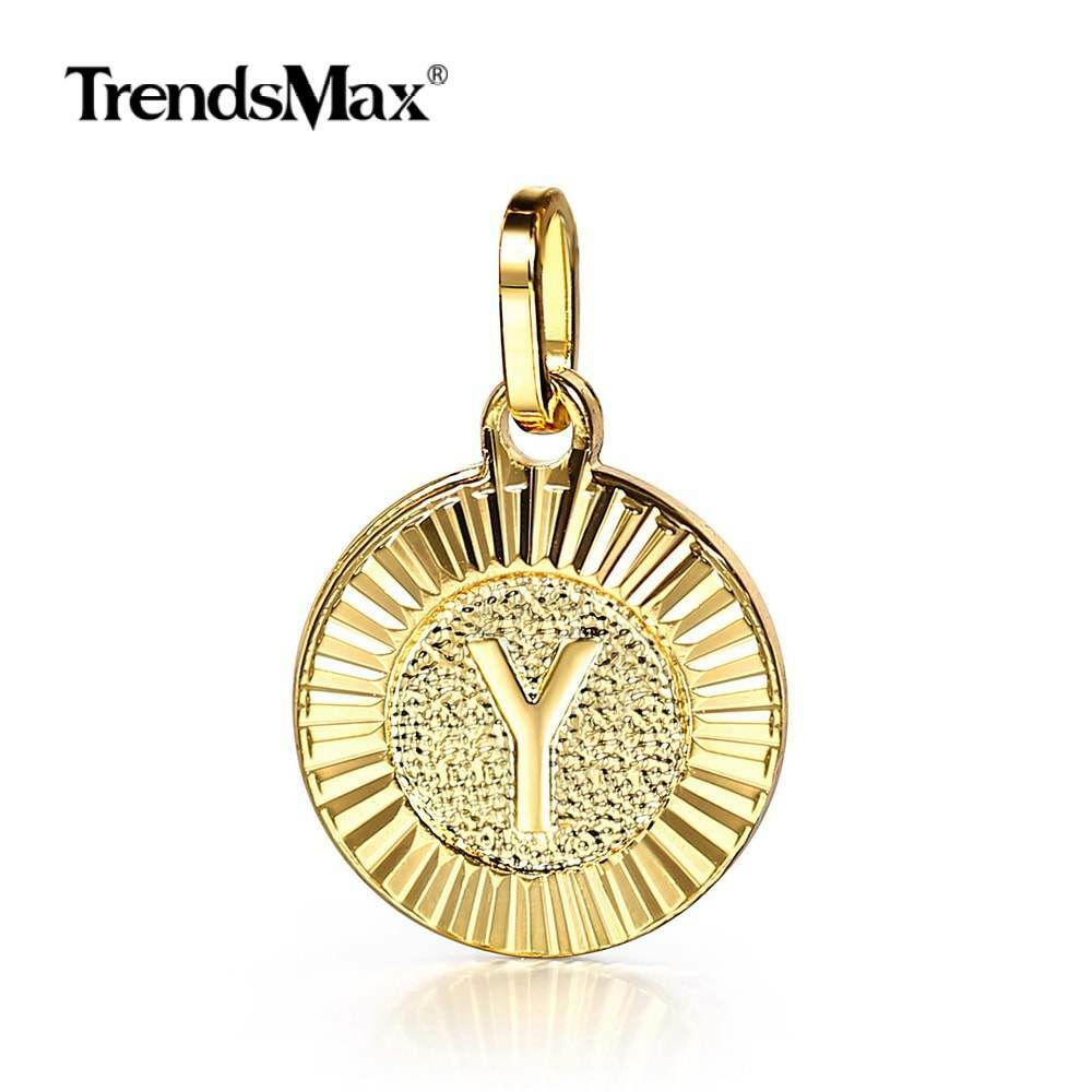 Gold Plated Letters Pendant Necklace Stainless Steel Box/Figaro/Rolo/Curb Chain