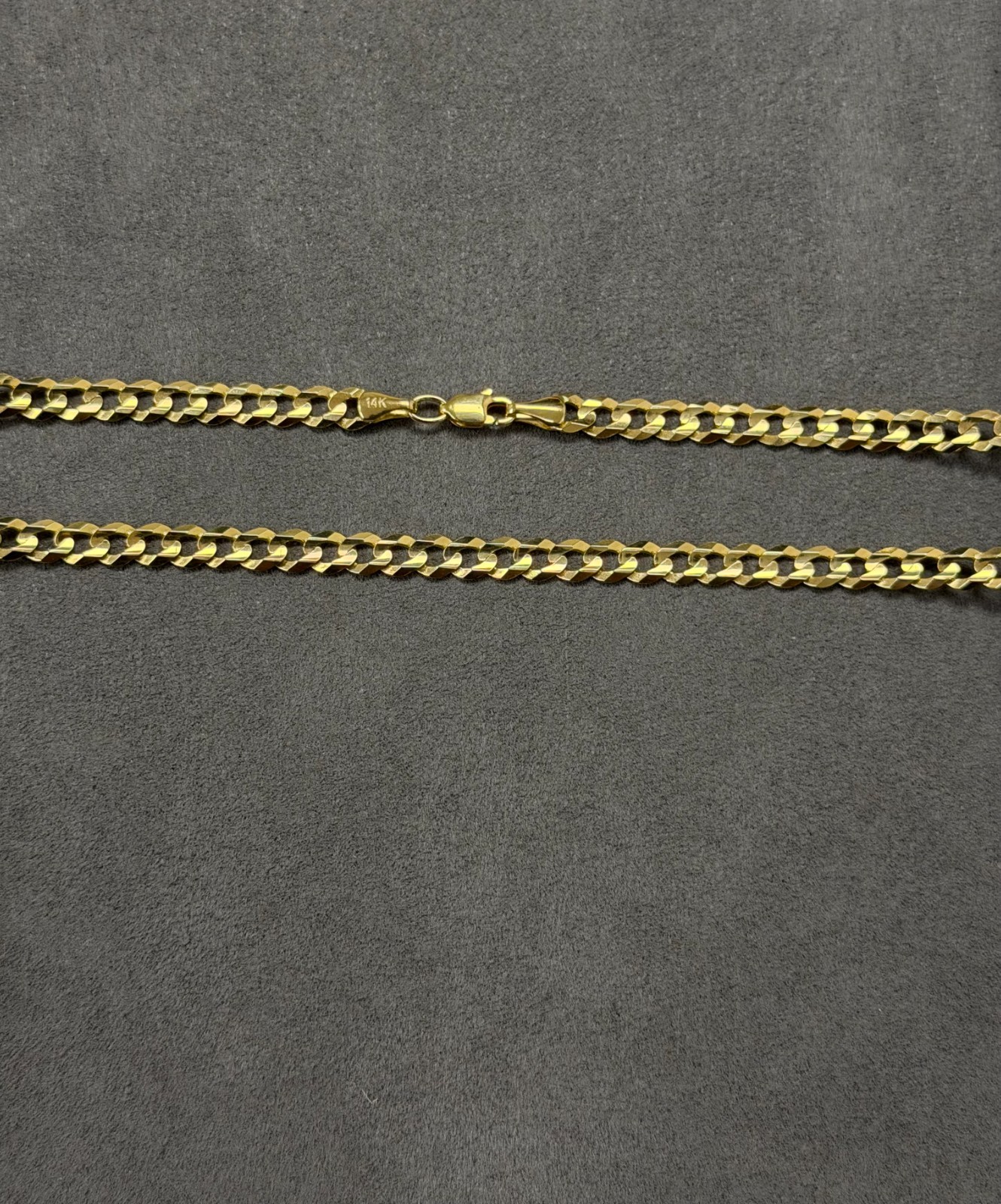 14k Yellow Gold Solid Flat Cuban Curb Link Chain Necklace 22″ 4.5mm 12.50 Grams