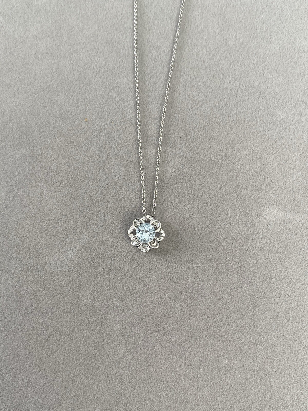 Blue Topaz and CZ Necklace Pendant Marked 925 THAILAND FAS