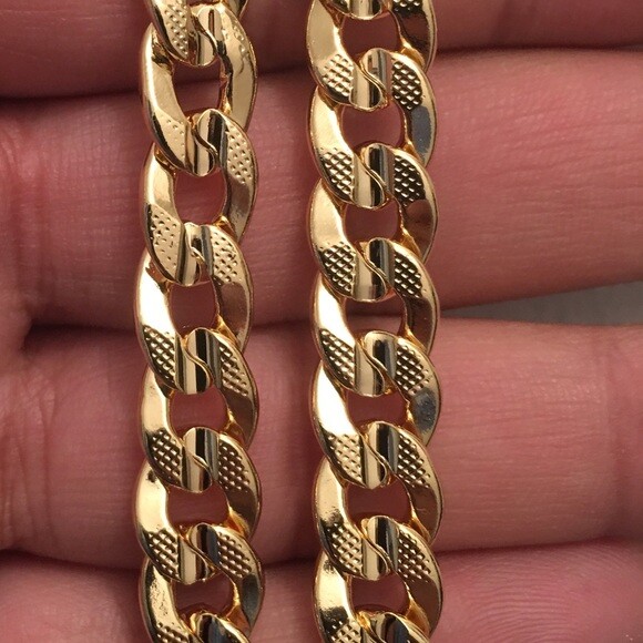 Hip Hop Rapper’s 7mm 24” 14K Stamped Gold Plated Cuban Chain Fashion Necklace