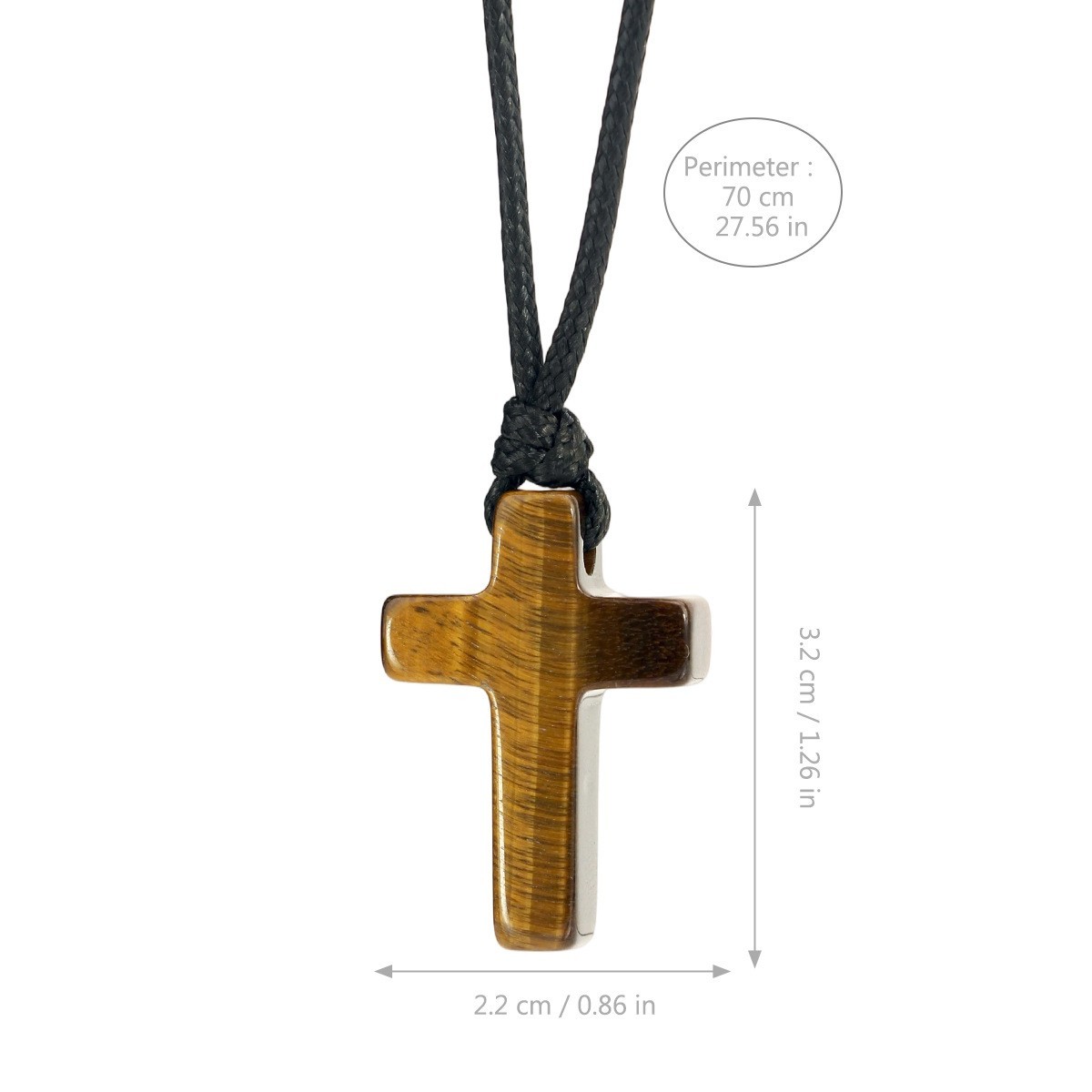 Brown Premium Tiger Eye Cross Pendant Religious Prayer Healing Unisex Necklace
