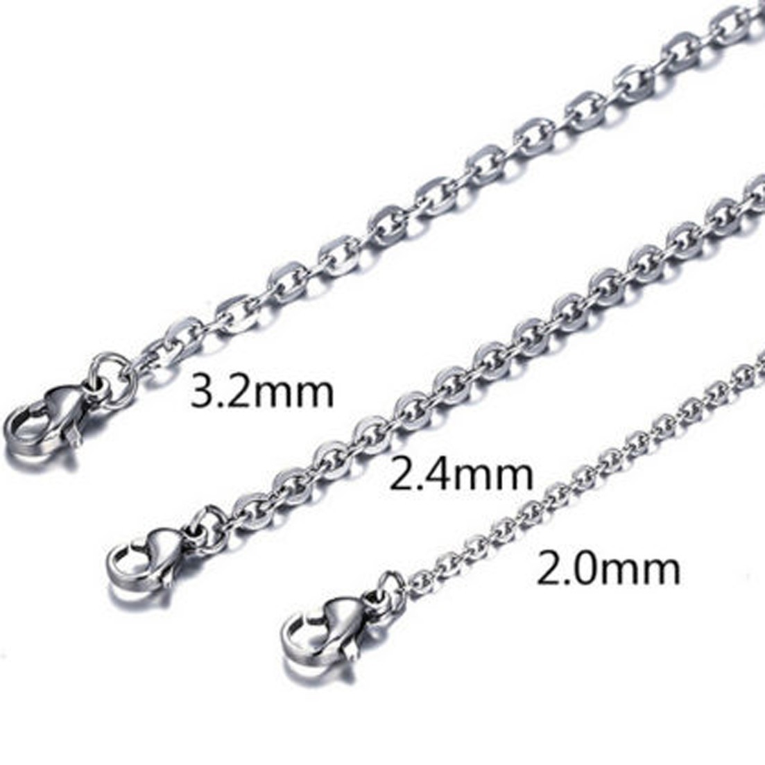 1.5-3.2mm 16″-32″ Wholesale Stainless Steel Silver Oval Chain Necklace Jewelry