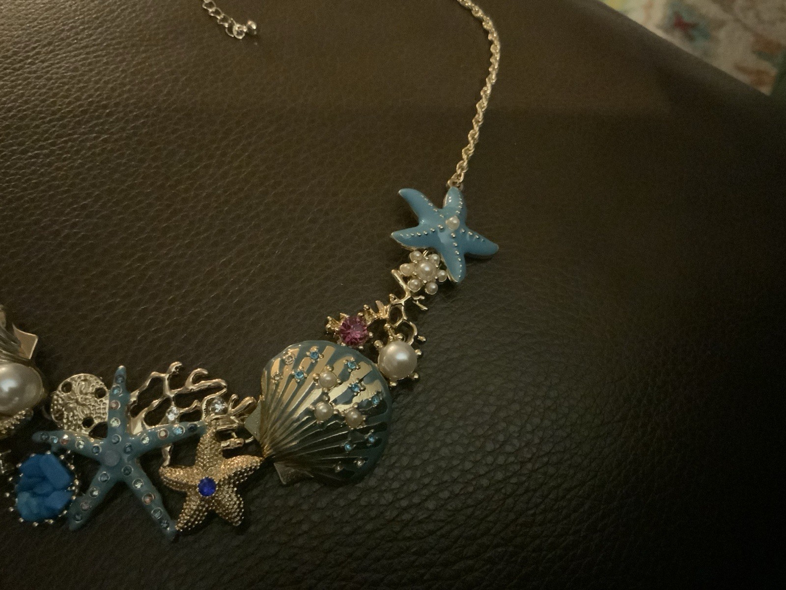 Seahorse Seashell Necklace Zara Starfish Pearl Coral Gold CZ Floral Turquoise