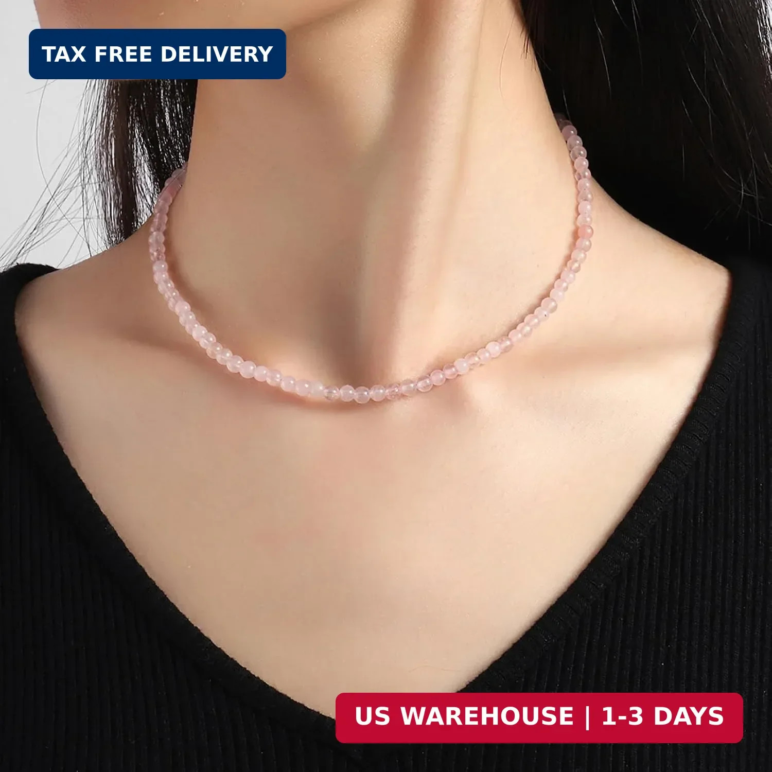 Lit Wall Crystal Necklaces for Women 4mm Handmade Natural Stone Choker Beaded Ne