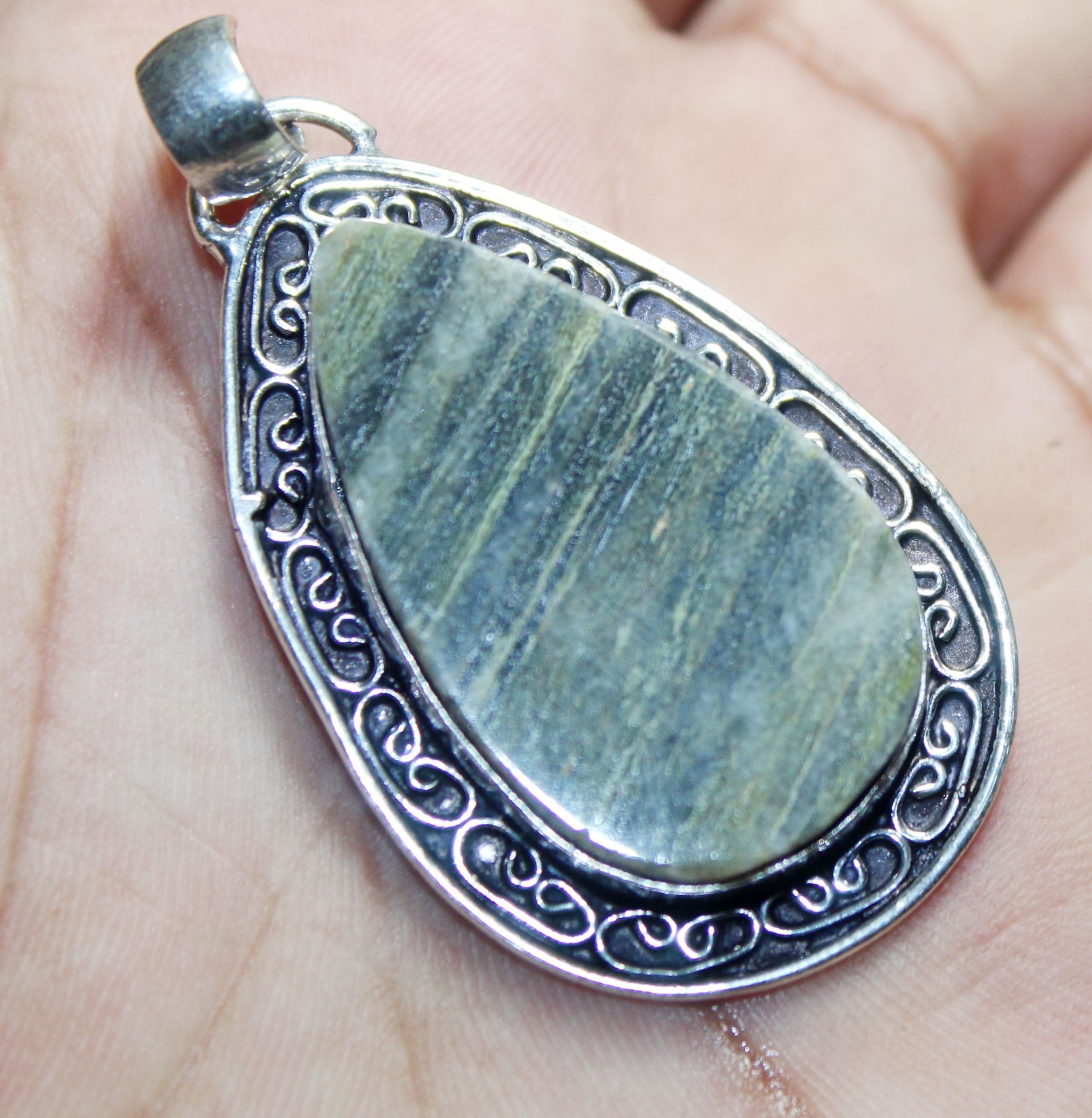 Jasper Pear Shape Gemstone Handmade Pendant Jewelry Size 2 Inches
