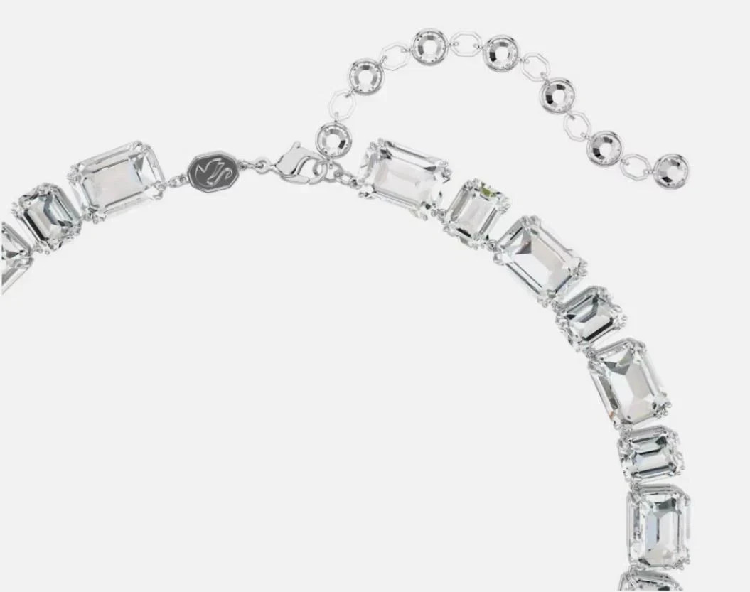 SWAROVSKI Millenia Tennis Necklace, Octagon Cut, White, Rhodium Plated