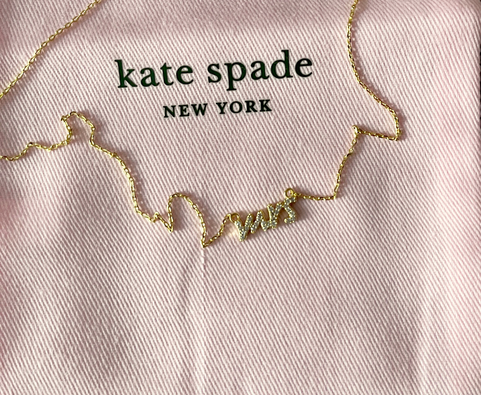 NWT Kate Spade Say Yes PAVE Cursive MRS Gold 16” With 3″ Extender Necklace $78