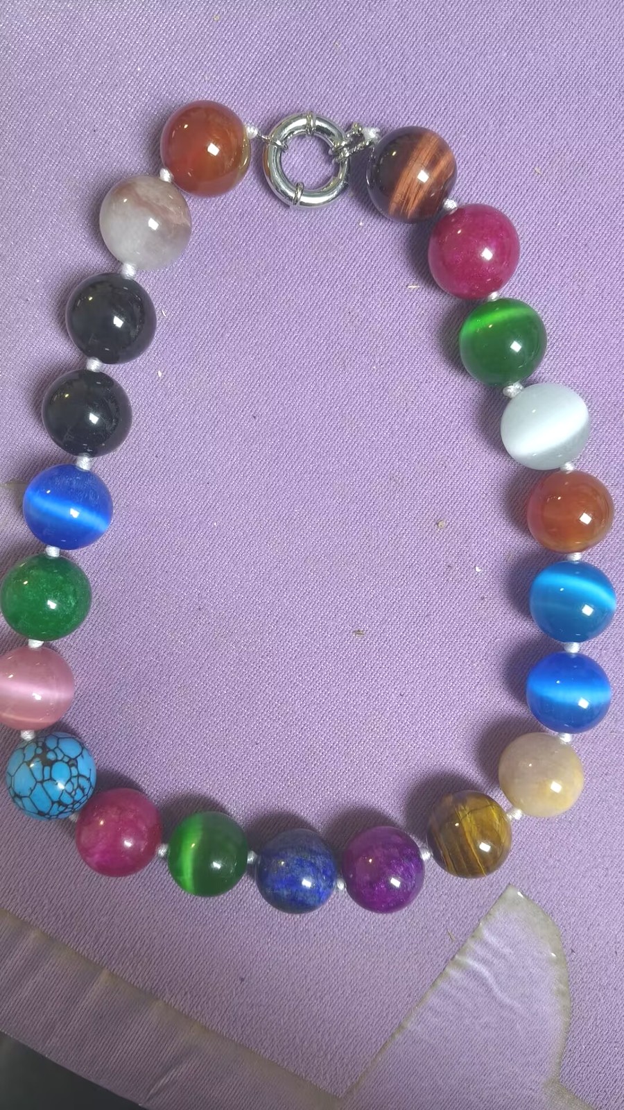 Huge Handmade Natural 20mm Multicolor Gemstone Round Beads Necklace 16-36in