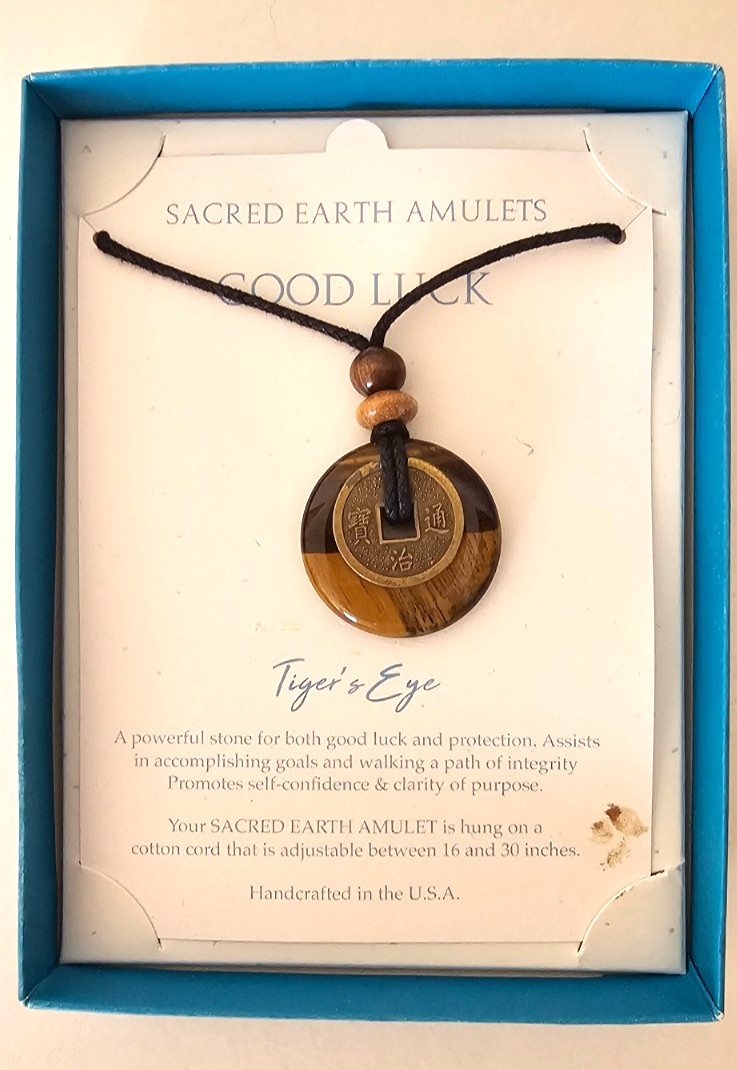 Stone Circle Studio Tiger’s Eye Good Luch Pendant, New