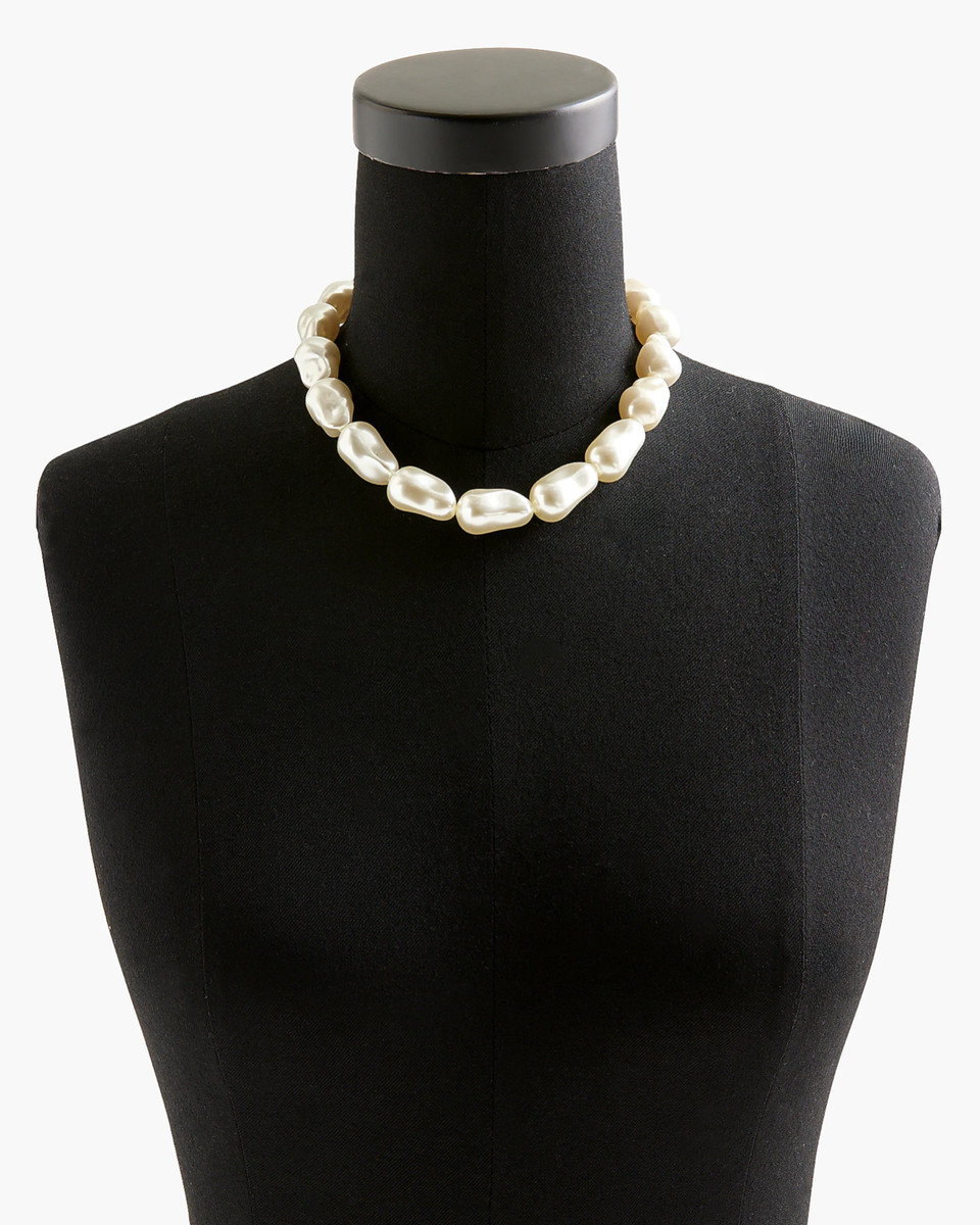NWT J.Crew Large Baroque Pearl-Effect Statement Necklace Chocker adjustable