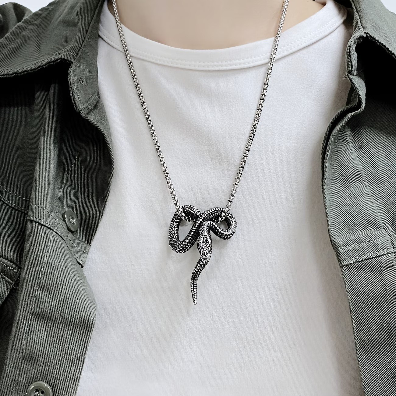 925 Sterling Silver Charm New Fashion Jewelry King Cobra Snake Pendant Necklace