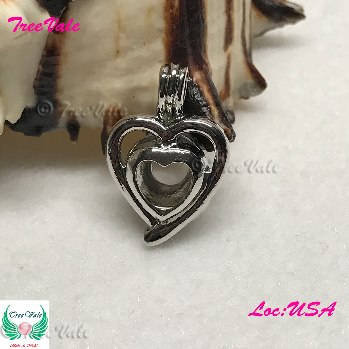 In Love – Silver Plated – Locket Pearl Cage Pendant – Hold 6mm – 8mm Pearl