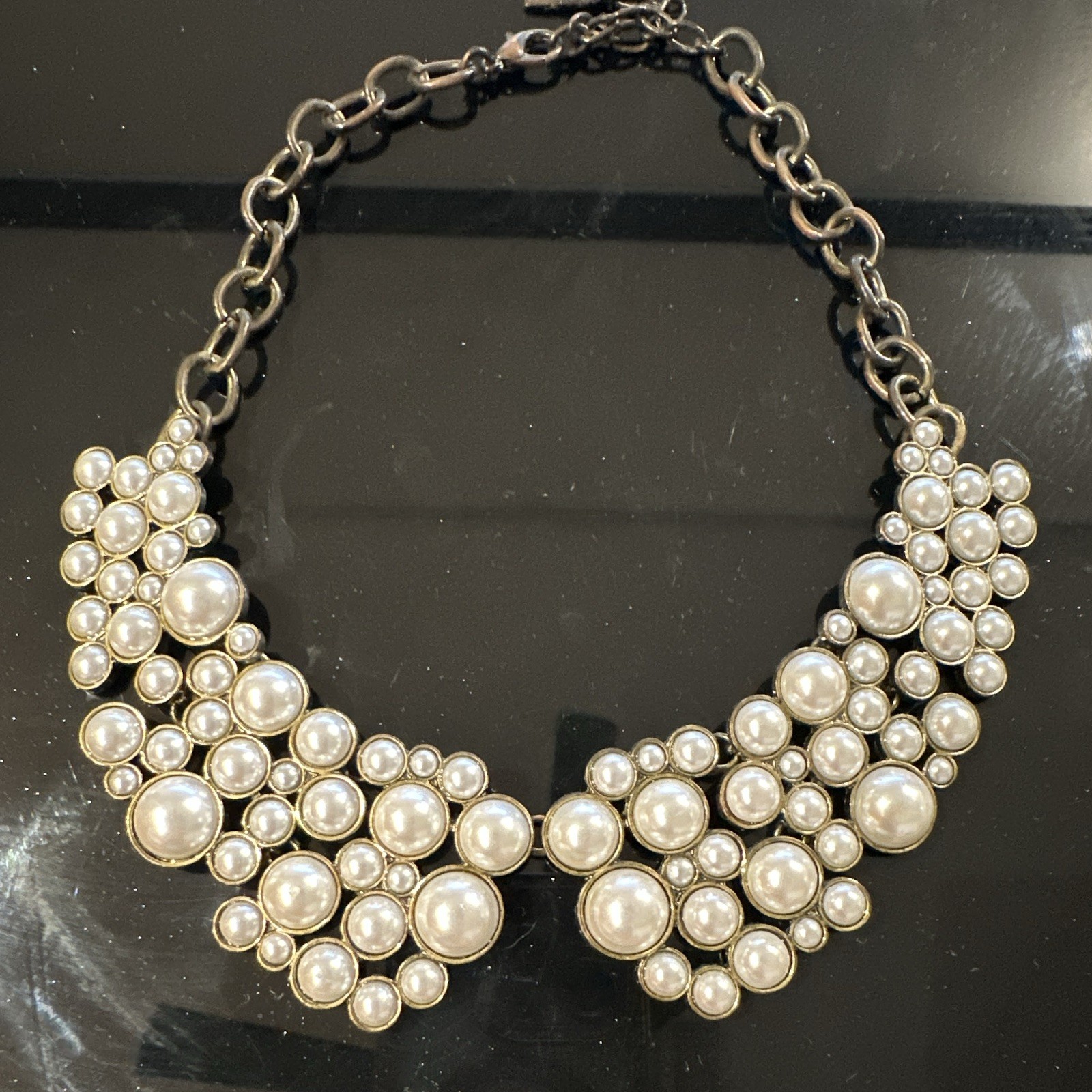 SUGARFIX by BaubleBar Faux Pearl Statement Collar Necklace, bronze Tone