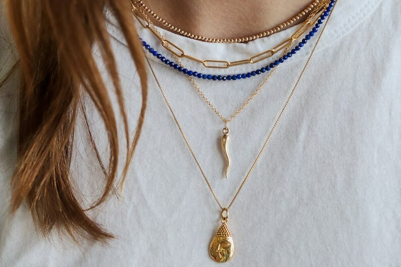 Lapis Lazuli 2mm Tiny Beaded Choker Healing Dainty Women Crystal Necklace Gifts