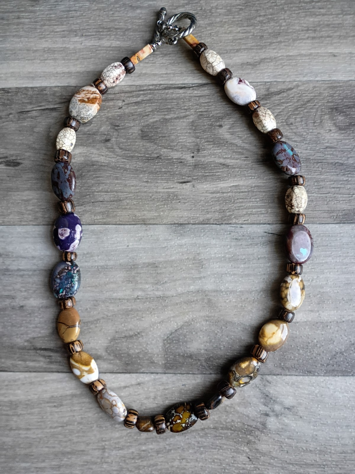 21” Multi Colored Semi Precious Stone Beaded Necklace Polished Gemstones