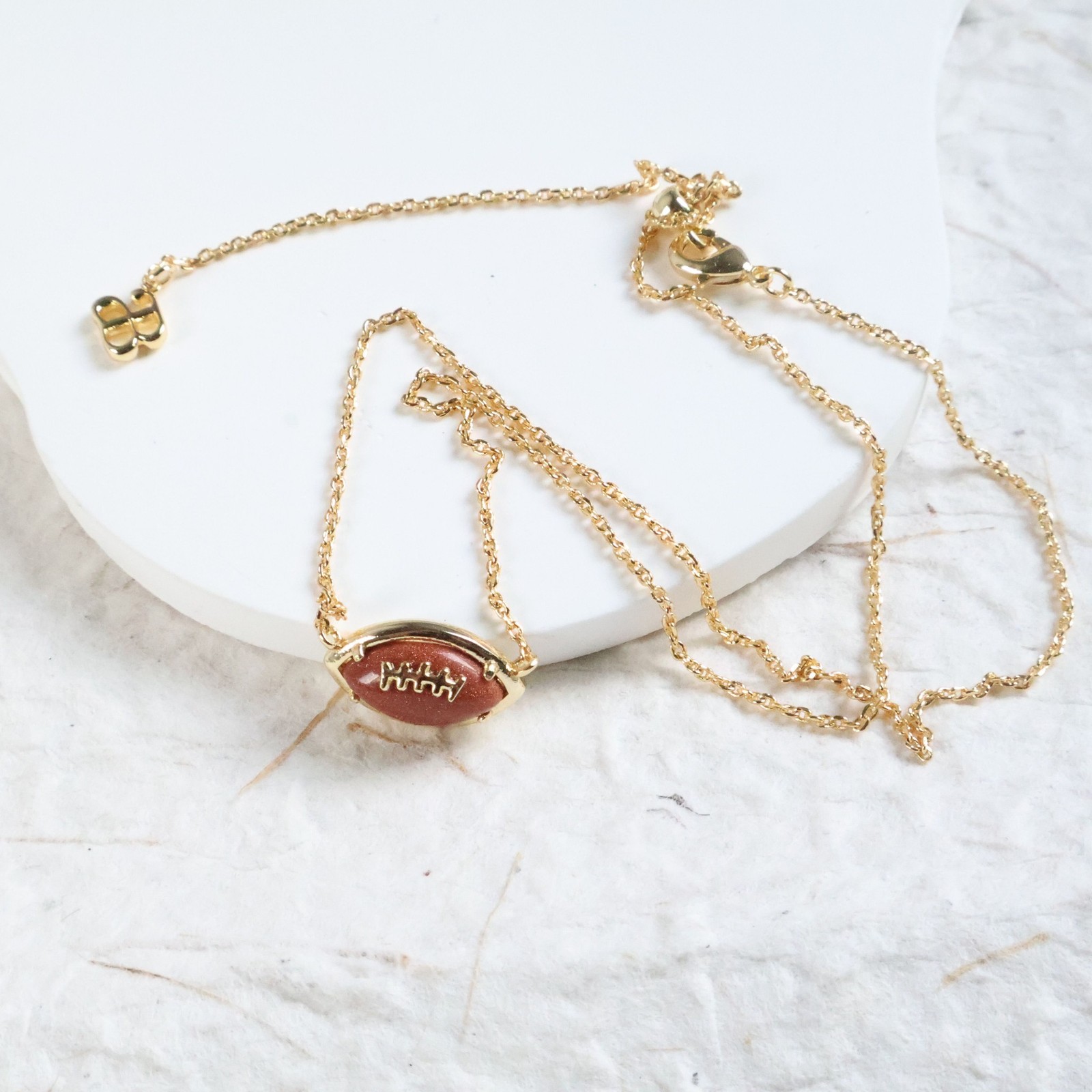 Alicia Bonnie Football Orange Gold Sandstone Necklace Gold