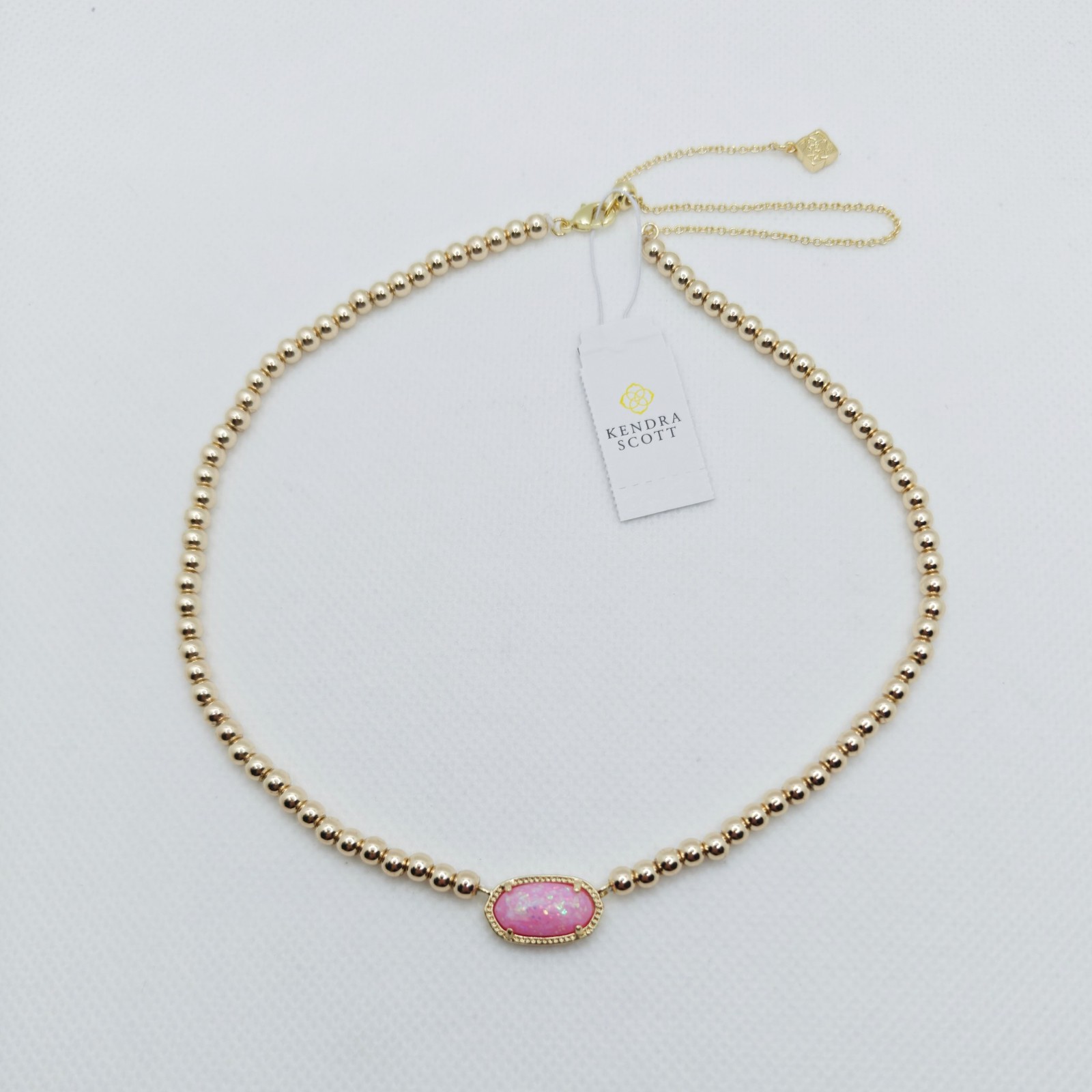 Kendra Scott Elisa Gold Beaded Short Necklace in Pink Opal