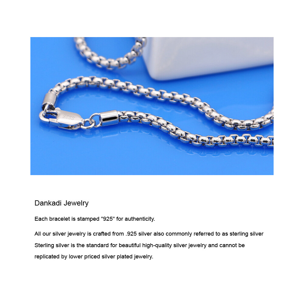 Solid 925 Sterling Silver 3mm Round Box Chain Necklace 18″-28″ for Women & Men