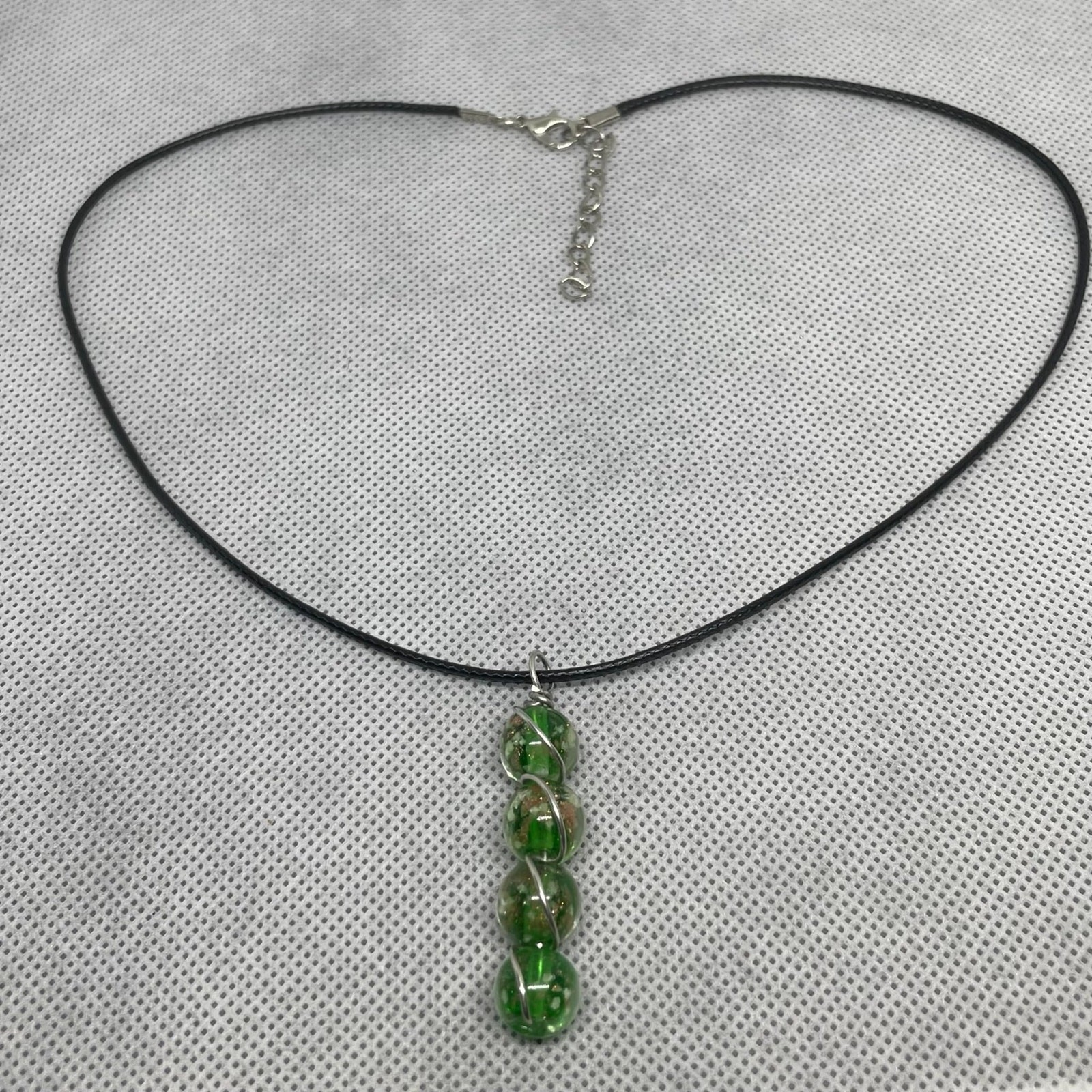 Green Firefly Beads Wrapped With Copper-core Wire Necklace & Earring Set