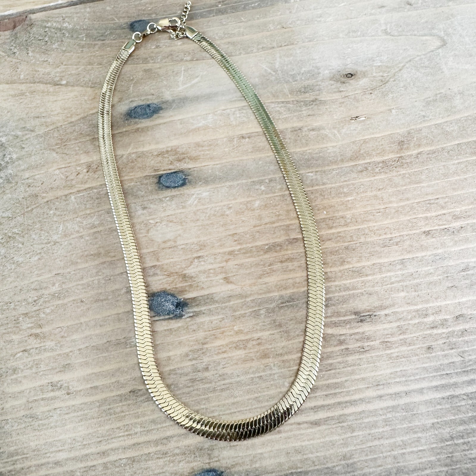 Jennifer Zeuner Hamilton Herringbone 14K Yellow Gold IP Plating Necklace 16″ NWT