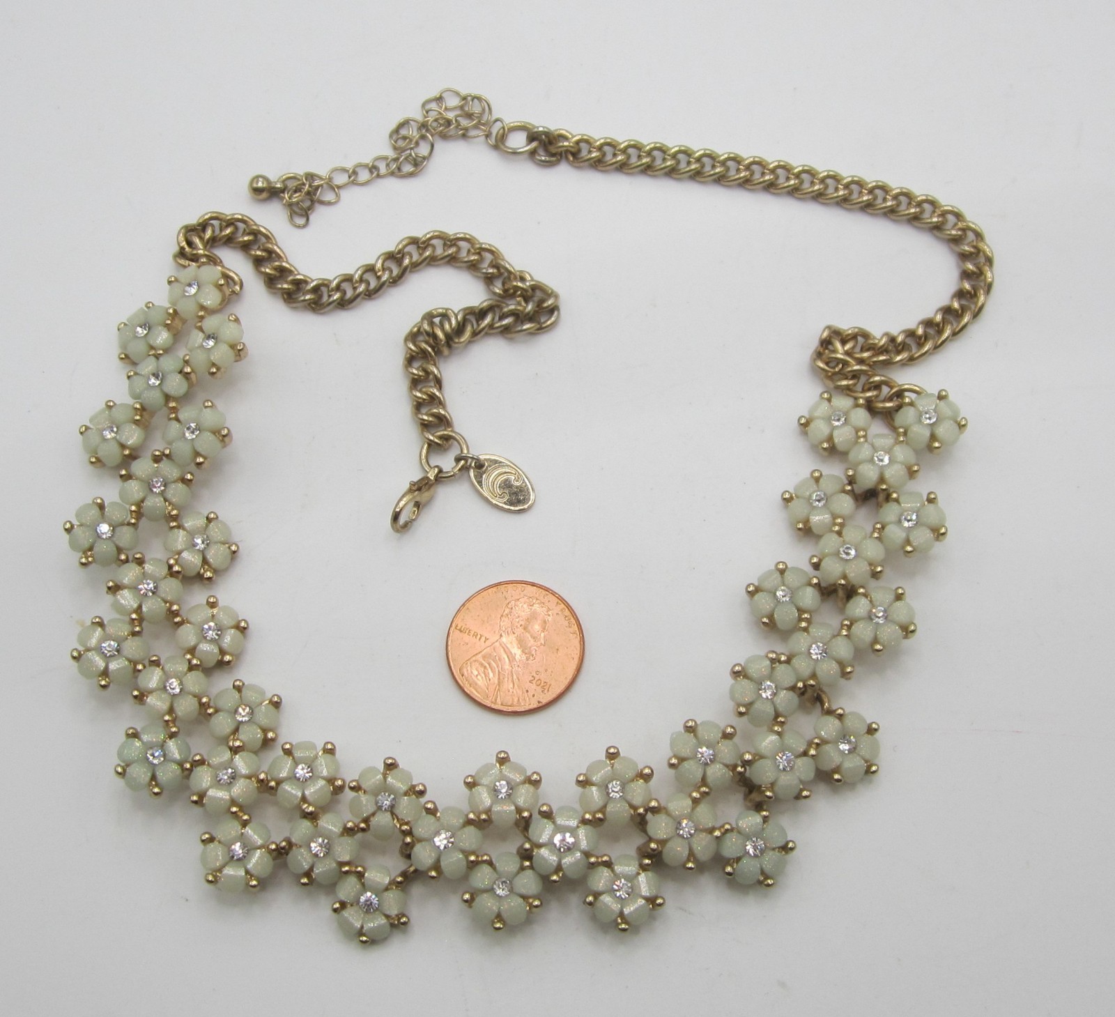 Floral Cluster Statement Necklace 19+ in.