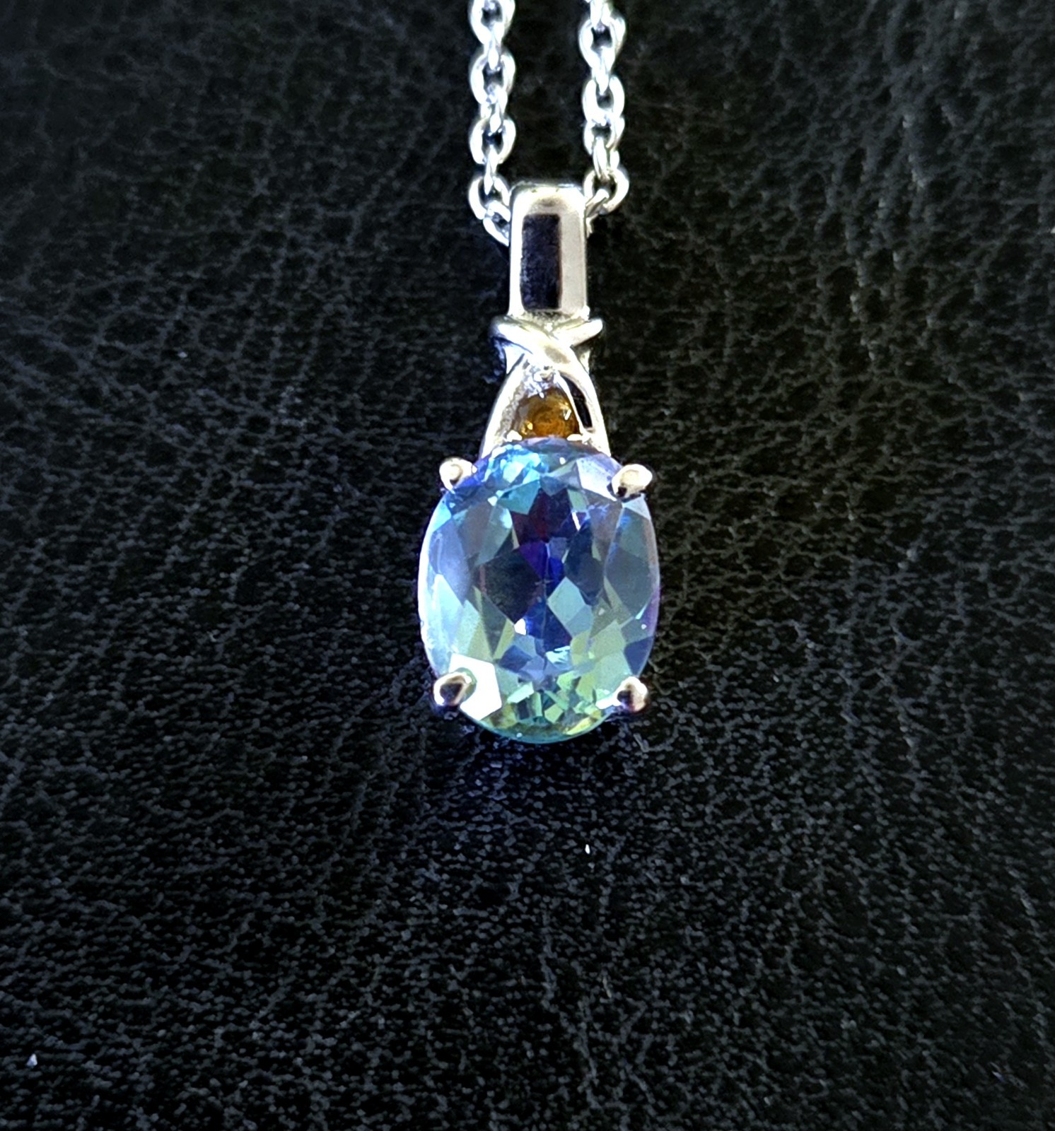 🦋CASSIOPEIA MYSTIC TOPAZ 316L SURGICAL STEEL MAGNETIC CLASP PENDANT NECKLACE