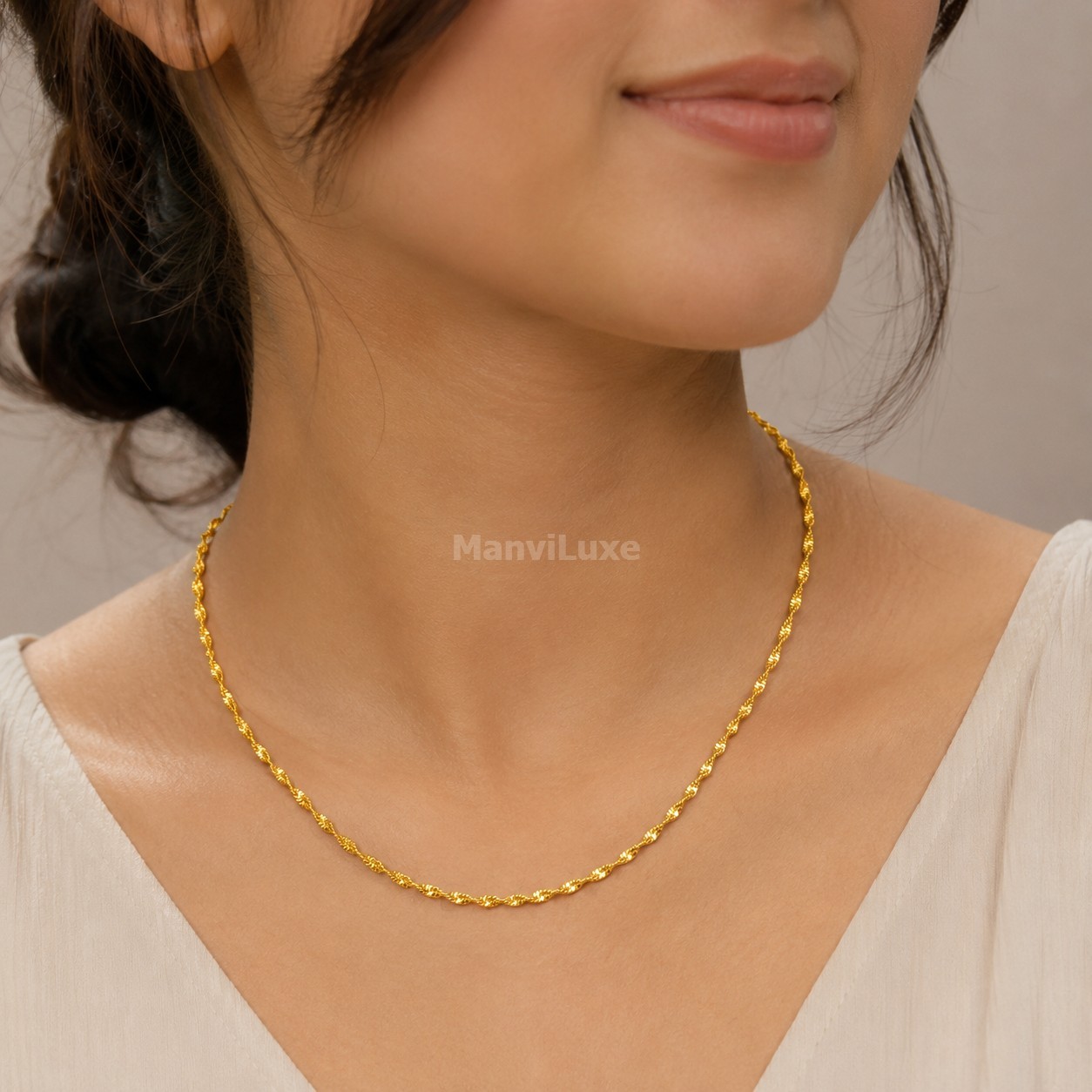 20″ Premium Gold-Filled Singapore Chain Necklace, Twisted Layering Jewelry