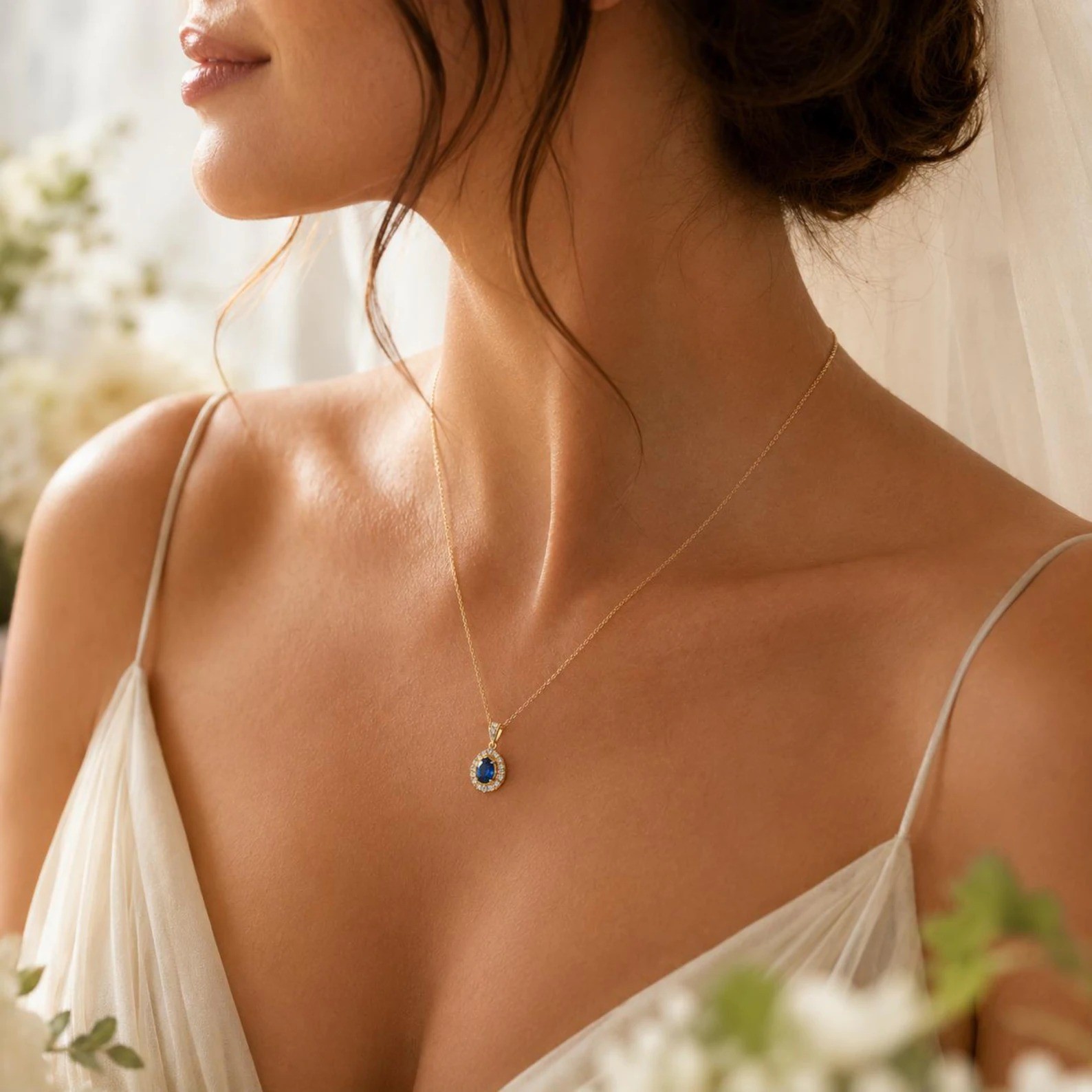 Oval Cut Blue Sapphire Gemstone 925 Sterling Silver PendantGift for Anniversary