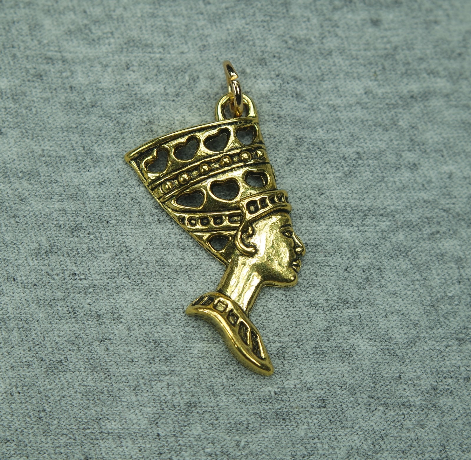 Nefertiti Pendant or Earrings, Gold Plated Zinc Alloy, 39mm 1.5″ tall
