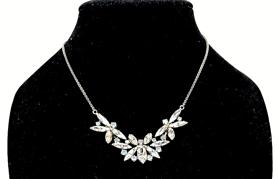SORRELLI Clear AB Rhinestone Marquise Cluster Bib Necklace