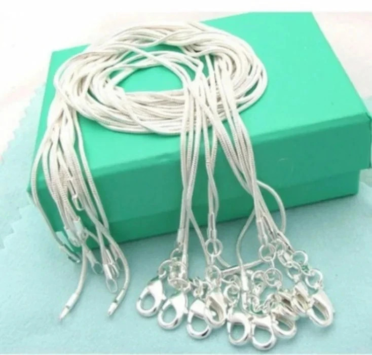 10PCS wholesale 925 sterling solid silver 1MM 16-30inch snake chain necklace