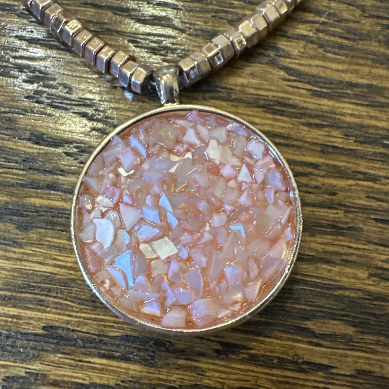Kenneth Cole Pink Pendant Necklace Gold Tone Octagon Beads Pink crystal
