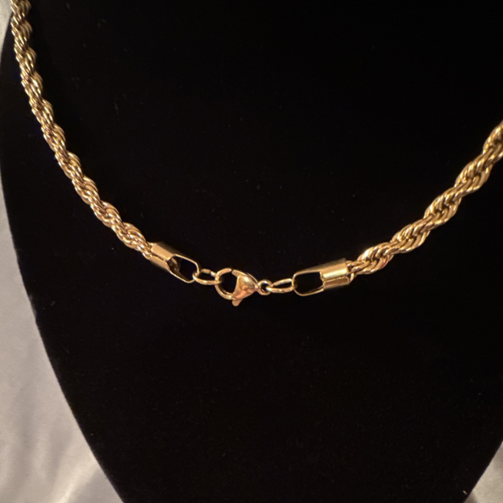 Gold Rope Chain Style Necklace, Rope Chain, Gold Color, Lobster Clasp, No Stones