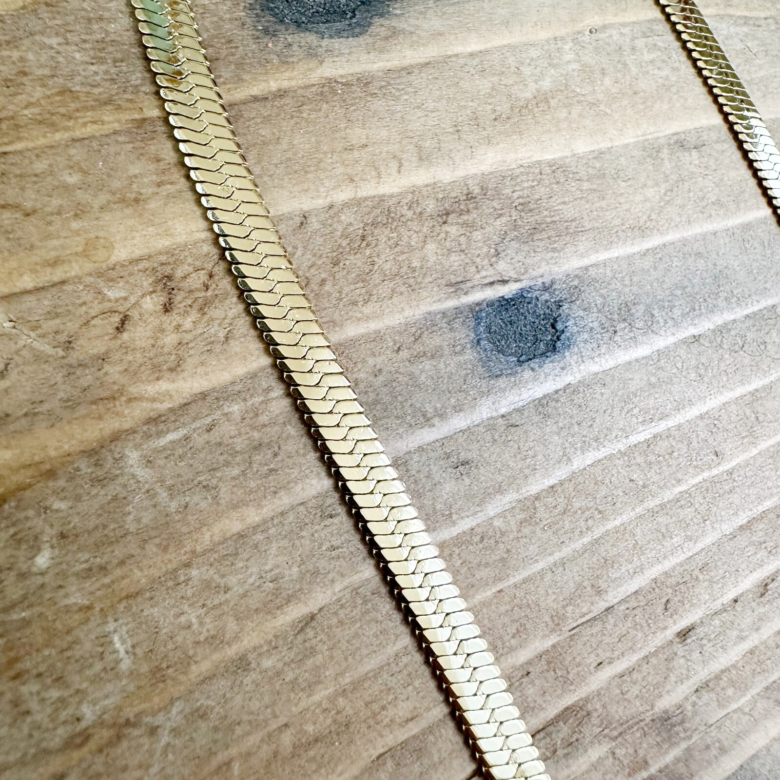 Jennifer Zeuner Hamilton Herringbone 14K Yellow Gold IP Plating Necklace 16″ NWT