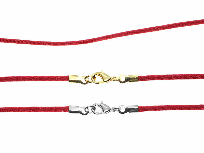 Red Satin Silk Cord Necklace Silver/Gold Clasp 16″ 18″ 20″ 22″ 24″ 26″ 28″ 30″