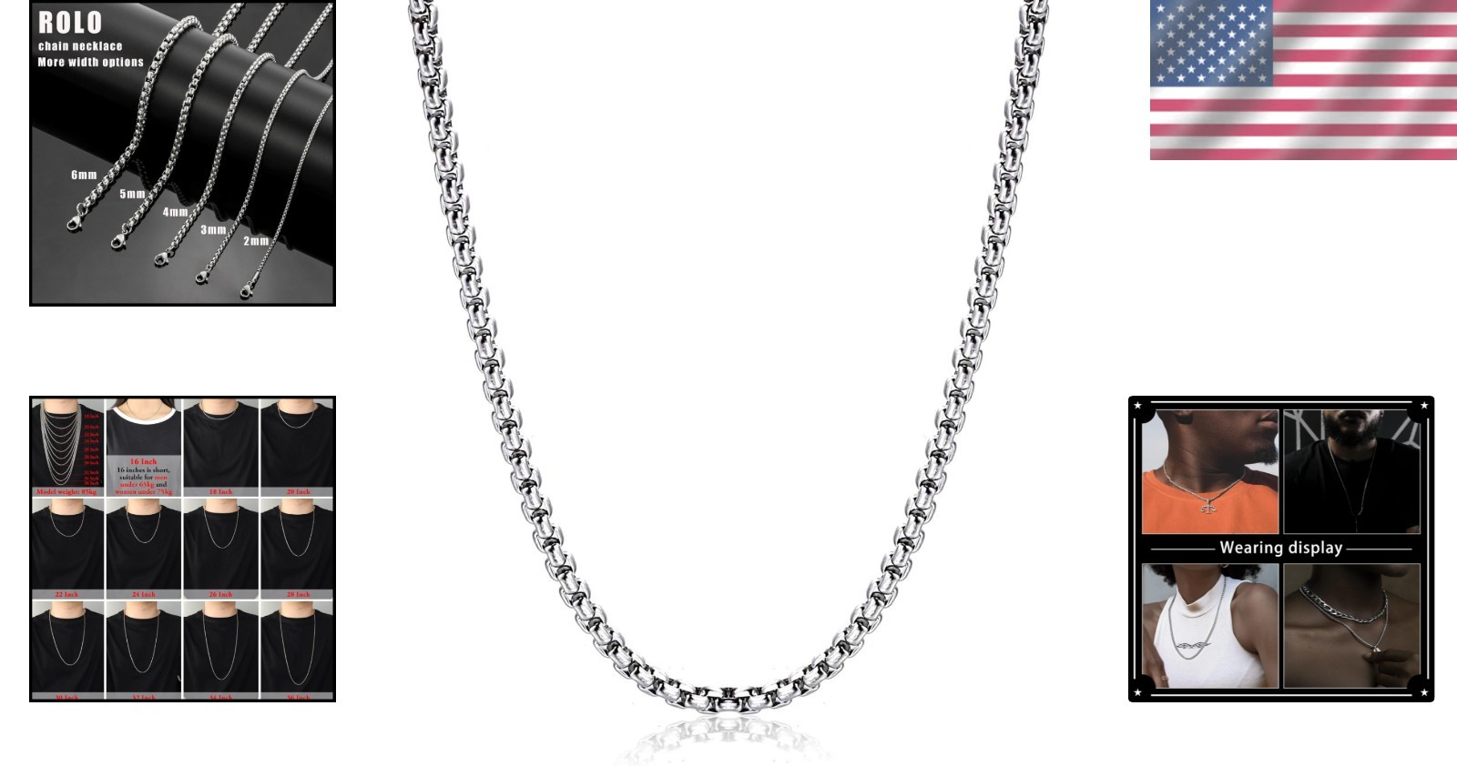 Versatile 24-Inch Rolo Chain Necklace – Secure Lobster Clasp for All Styles