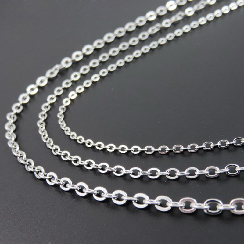 1.5-3.2mm 16″-32″ Wholesale Stainless Steel Silver Oval Chain Necklace Jewelry